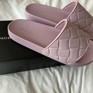 Vince Women's Mauve Woven Slide Sandals
